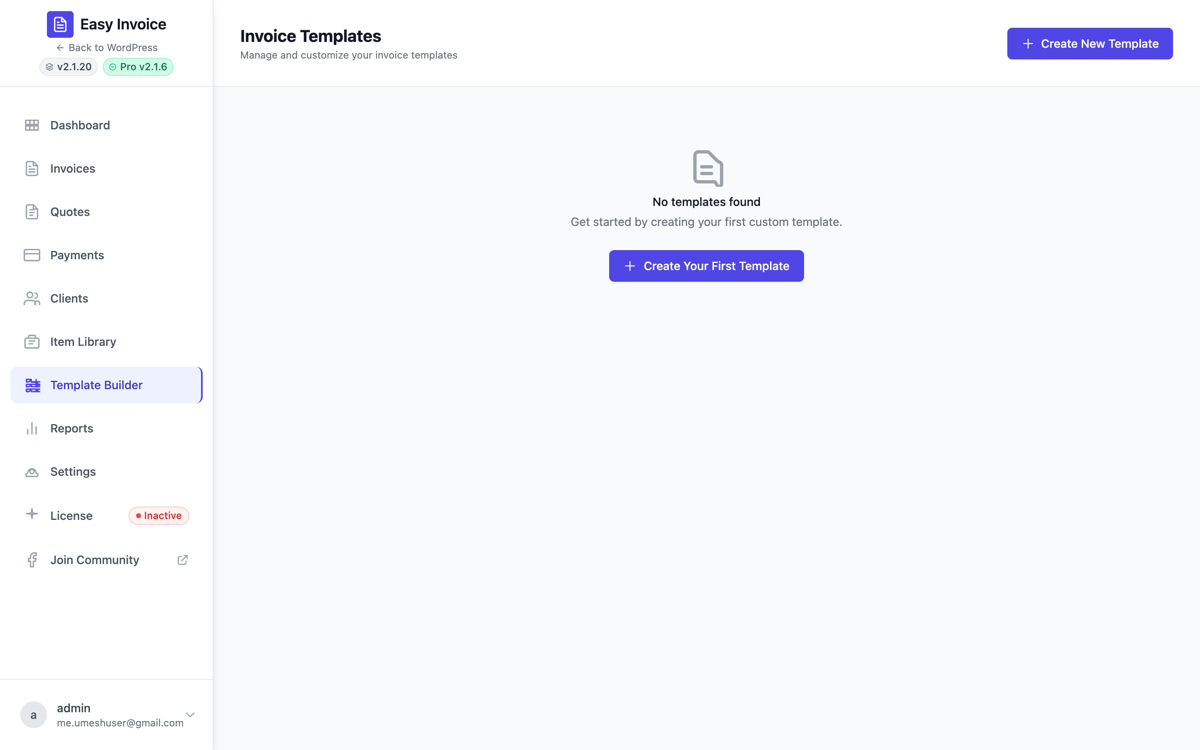 Drag-and-drop template builder — design your own invoice and quote layouts